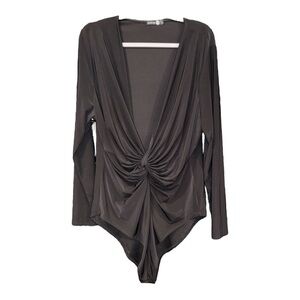 Boohoo Black Draped Bodysuit w/full rear. Size 20 F 7